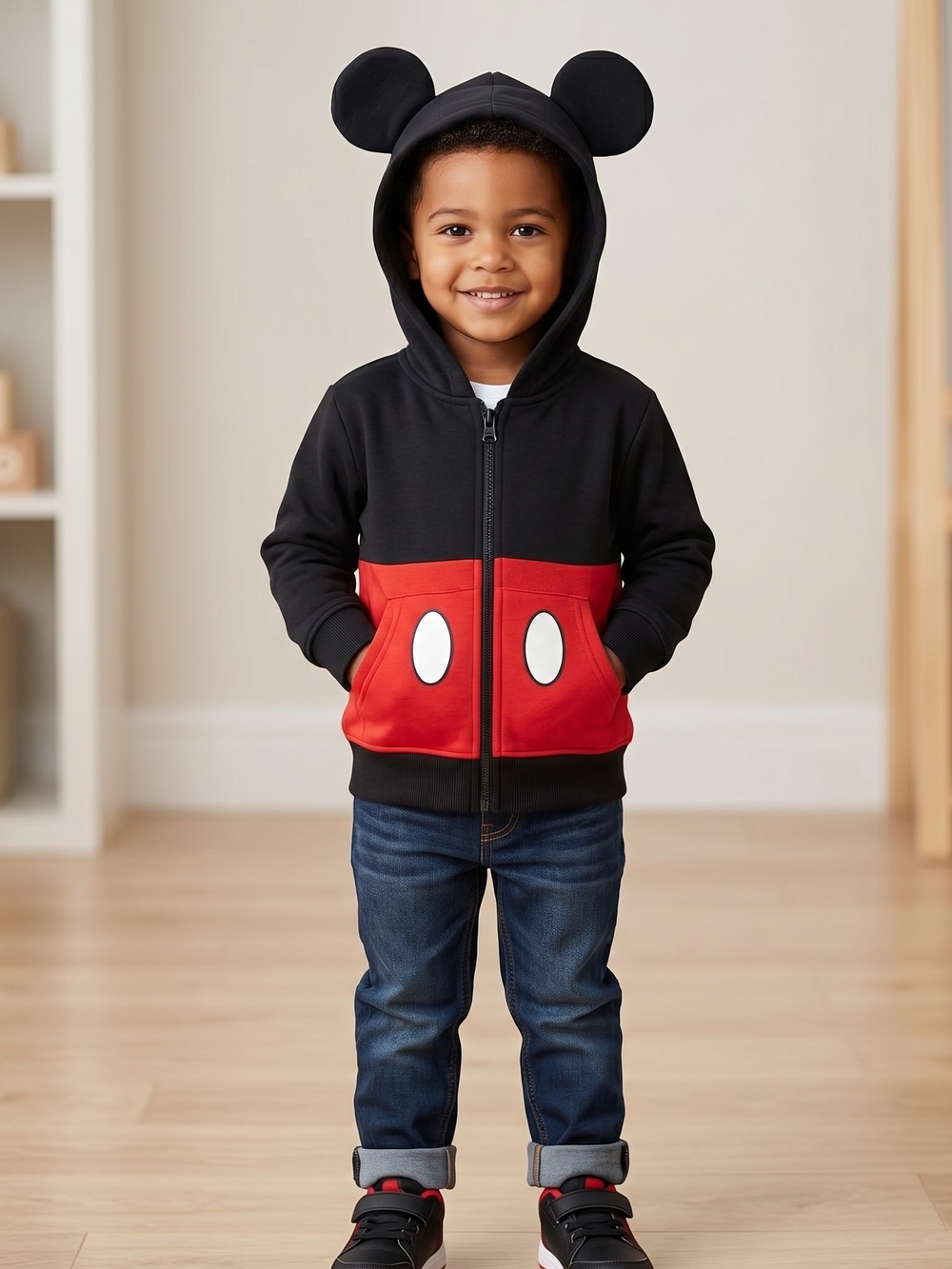 Disney Mickey Mouse Ear Hooded Zip-Up Jacket - Size 4T